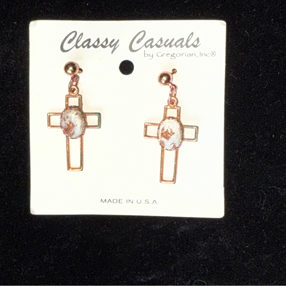 Rose Gold Cross Earrings